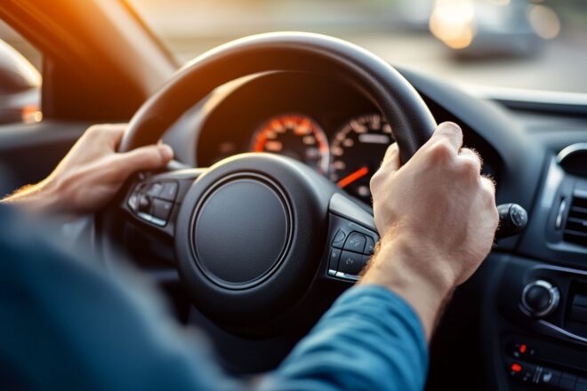 Gros plan sur les mains tenant un volant