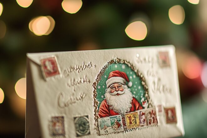 Enveloppe magnifiquement décorée pour le père noël