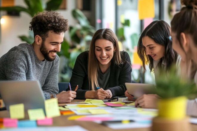 Espace de travail collaboratif lumineux